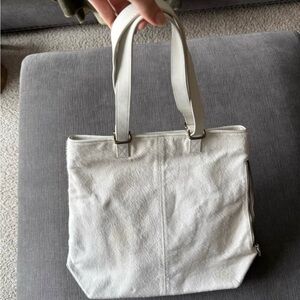 White Cowhide and Leather Bag